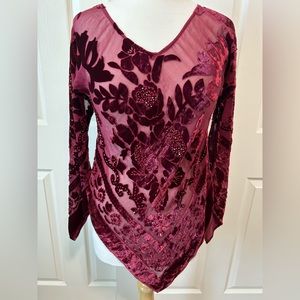 Burgundy Beaded Velvet Top/Dress